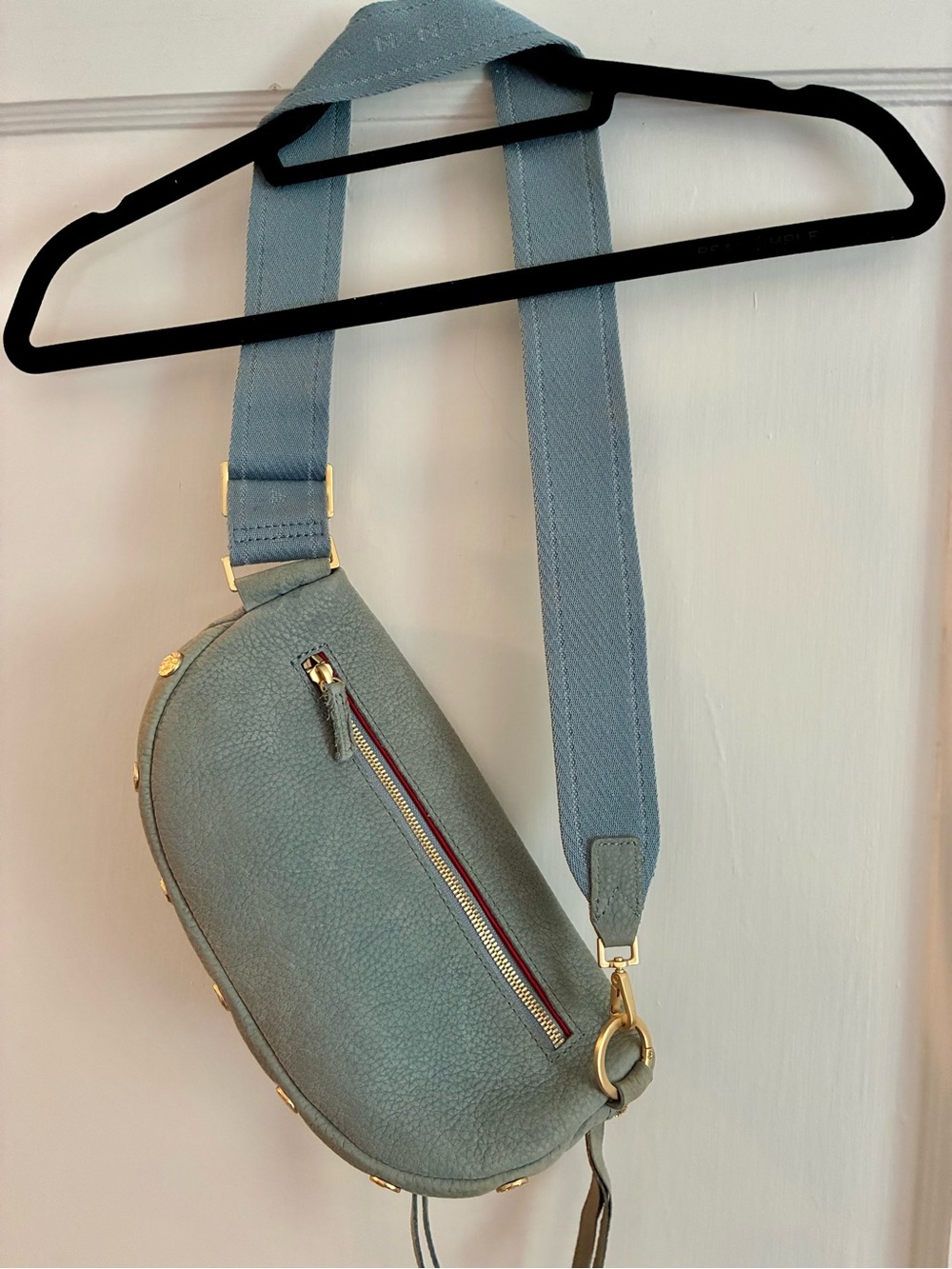 HAMMITT Charles Medium Crossbody Belt Bag Bay Blue Nubuck PRE-OWNED - Picture 2 of 11